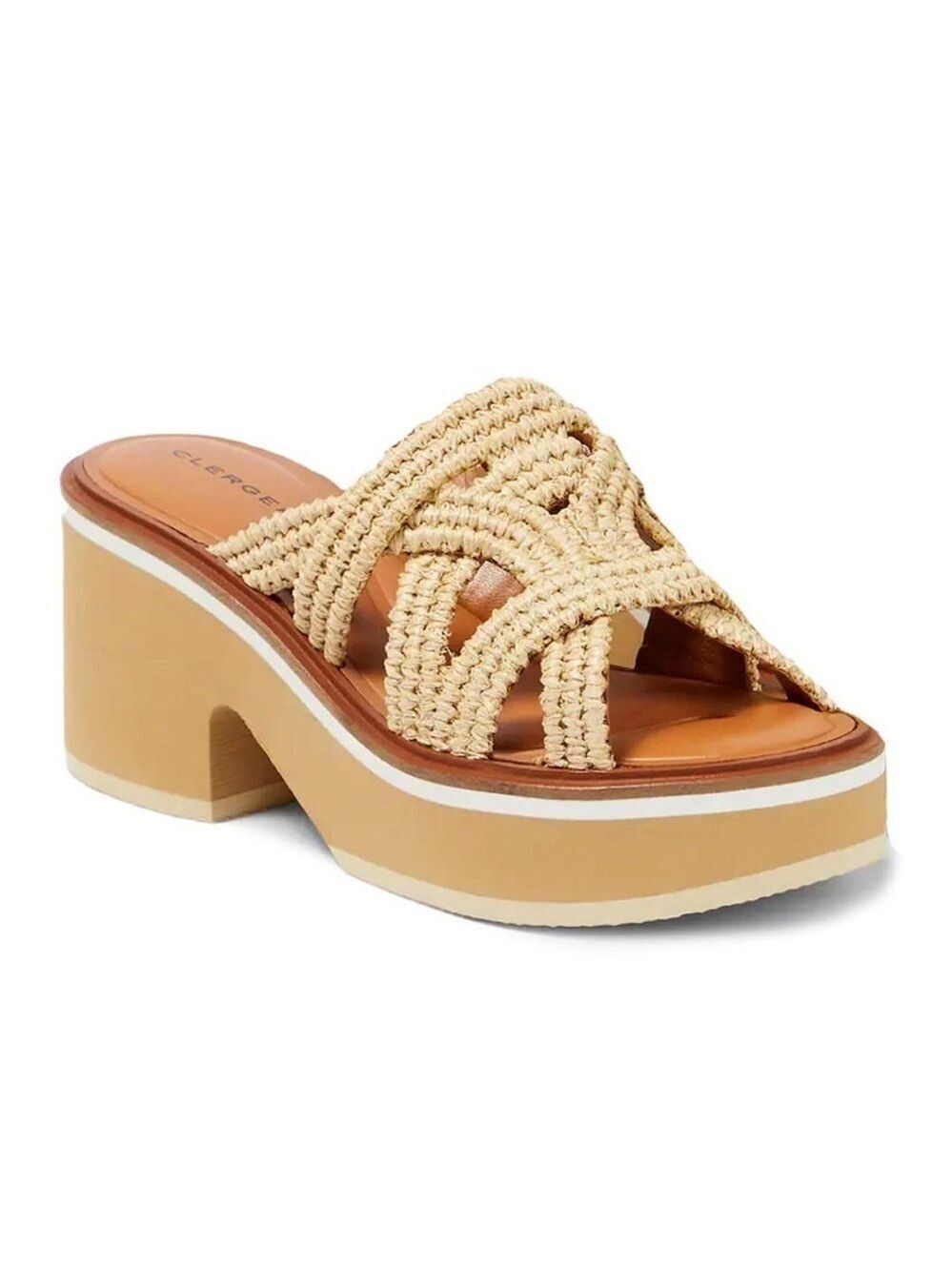 Clergerie Chermy Slip On Platform Sandals in Natural Raffia - NWT